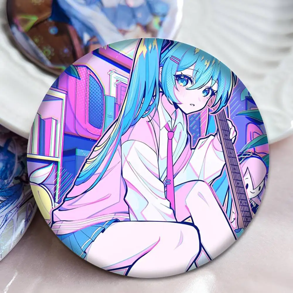 Hatsune Miku Inspired Round Snap-in Brooches - Rock Band Lapel Pins and Badges - Fan Collection Accessories & Handmade Jewelry Gifts