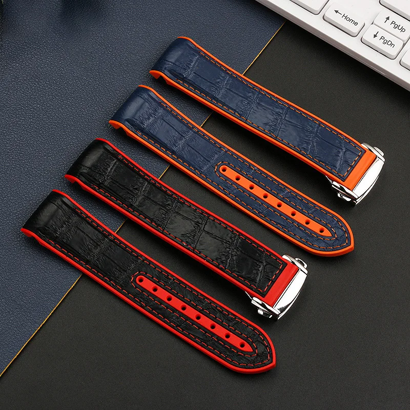 Per Omega Quarter Orange Watch Cinturino In Gomma Ippocampo Da Uomo 300/600 Cinturino In Silicone Cinturino Interfaccia Curvo Impermeabile