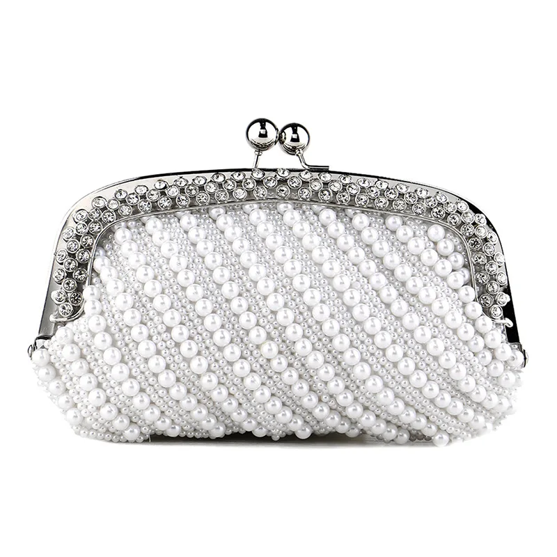 

Designer Clutch Evening Bags High Quality Party Chains Shoulder Bag Pearl Elegant Banquet Handbag Women Wedding Bling Minaudiere