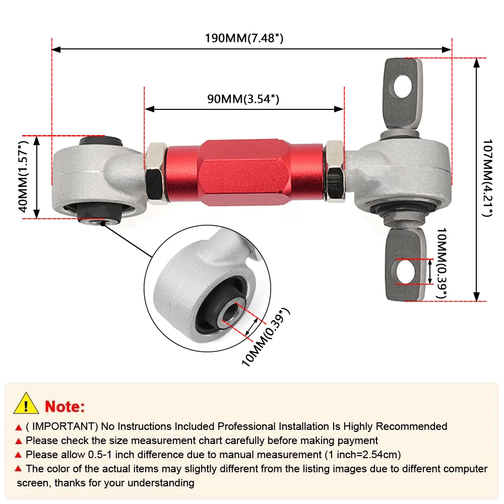 Control Arm Bushings Kit RASTP-Rear Adjustable Suspension Camber Kit Dog Bone Adjustable Control Arm For Honda Civic EK EG CRX 1988-2000 RS-LTB002