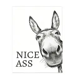 Humorous Donkey Bathroom Wall Art - Nice Ass Decorative Poster (No frame)