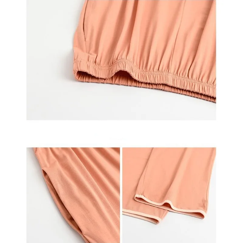 2024 New Cotton Pajamas Women's Spring Autumn Sleepwear Long Sleeved Round Neck Thin Loungewear Pullover Loose Homewear Set