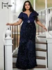 Missord Plus Size Sweetheart Collar Sequin Blue Prom Mermaid Dress
