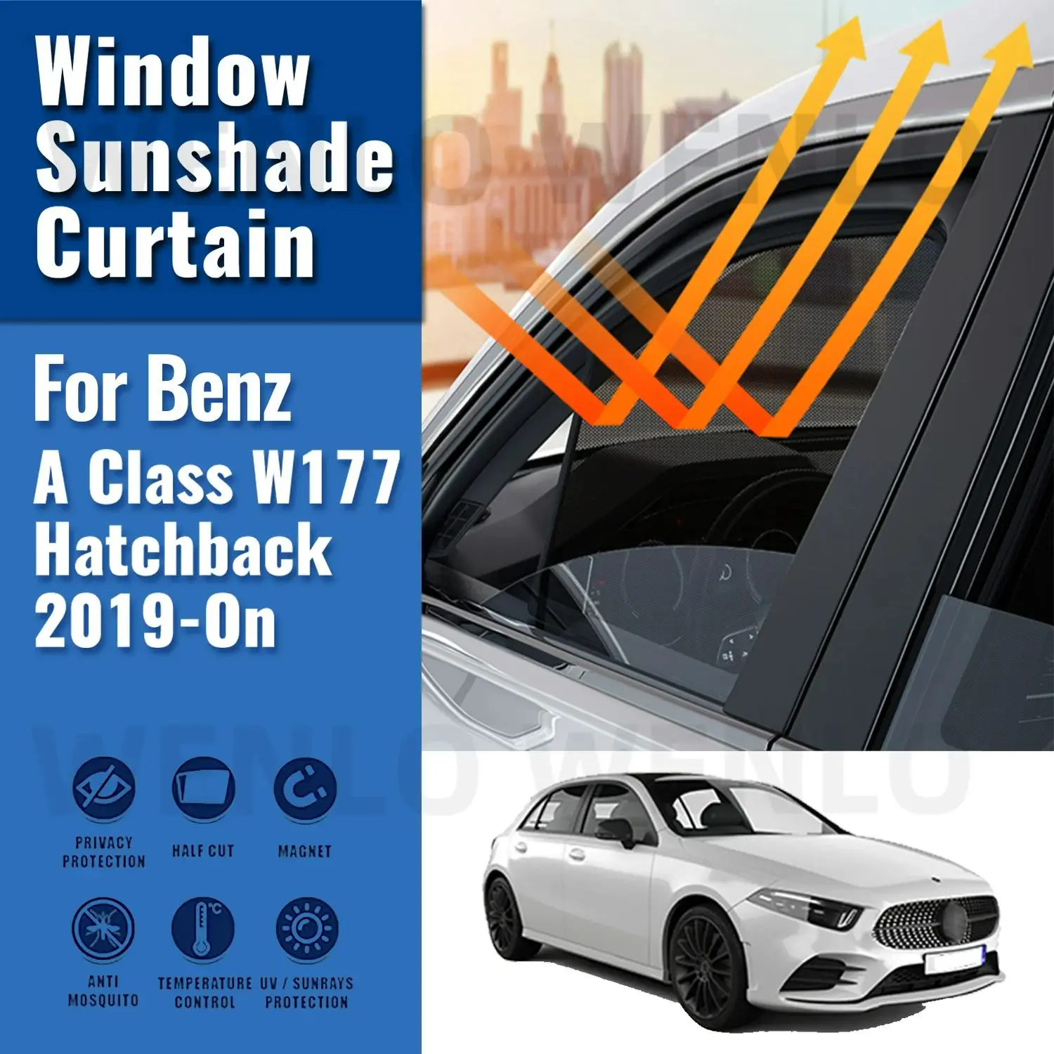 

For Mercedes Benz A Class W177 Hatchback 2019-2024 Car Window Curtains Solar Sunshield Shadow Mesh Glass Shading Sun Protectior