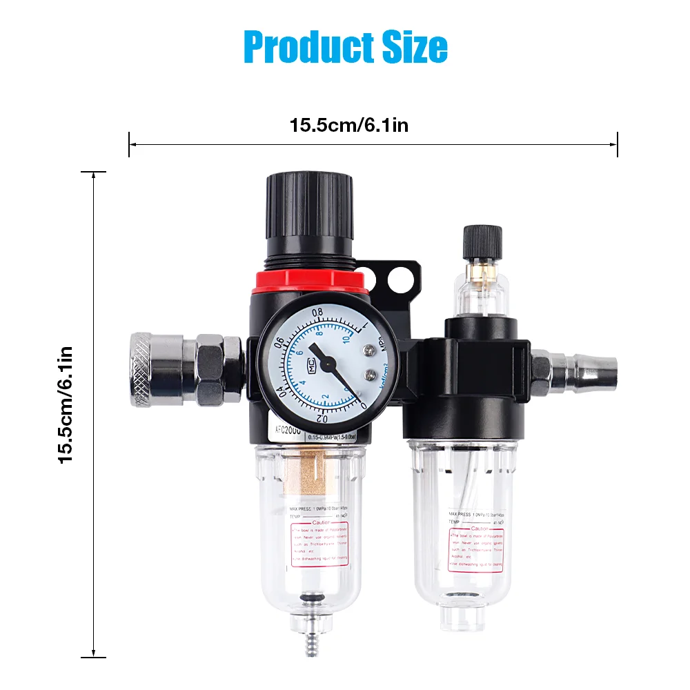 AFC2000 Luftdruckregler für Luftkompressor 1/4 Zoll Pipeline Öl-Wasser-Abscheider, Kupferfilterelement, inklusive Schmierölzerstäuberfunktion, pneumatische Werkzeuge – Detail 3