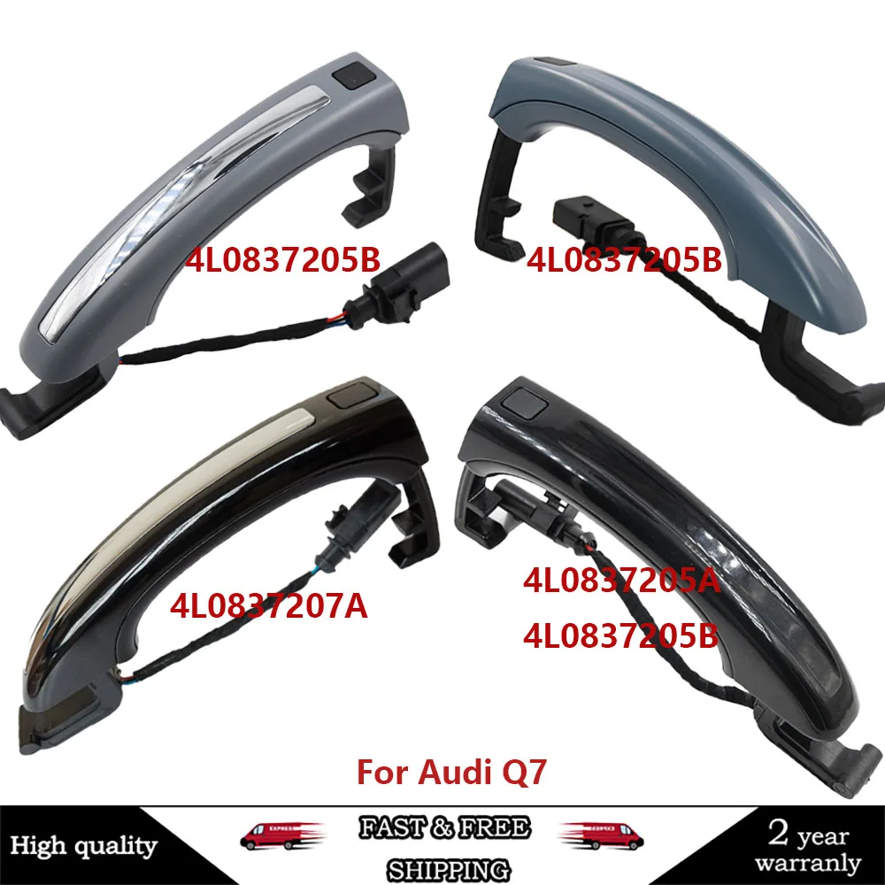 Silver Or Black Smart Sensor Exterior Door Handle For Audi Q7 2007-2015 4L0837205A 4L0837205B 4L0837207A 4Pcs