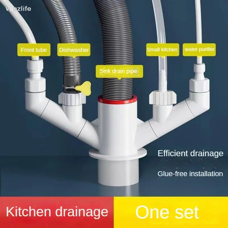Cozinha Downcomer Tee Filtro Frontal Tubo de Drenagem Lavadora de Louça Purificador de Água Desodorante Conector Multifuncional