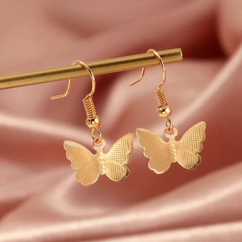 Butterfly Hoop Earrings For Women - Gold Plated With Purple Rhinestones & Vintage Design