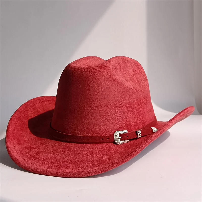 Cowboyhut Wildlederhut Marlboro Western-Stil Lederriemen Filzhut Herren- und Damen-Filzhut für Herbst und Winter Sombrero Vaquero – Detail 10
