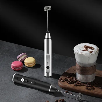 1 electric milk frother, egg beater, dual stick, 3-speed rechargeable beverage, jam, coffee machine, household kitchen blender 1
