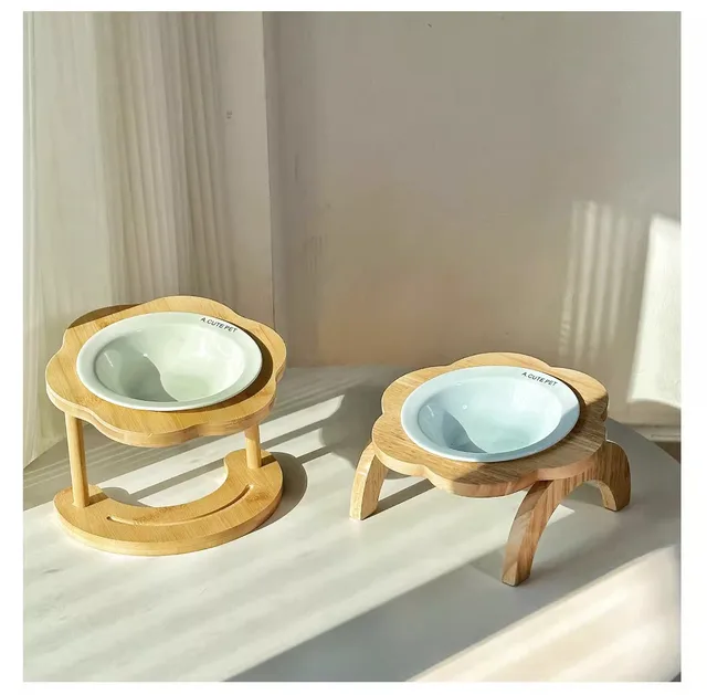 Cat bowl Ceramic saucer bowl Cat food bowl Dog bowl Pet cat plate Cat food bowl Rice bowl High foot protection neck 2