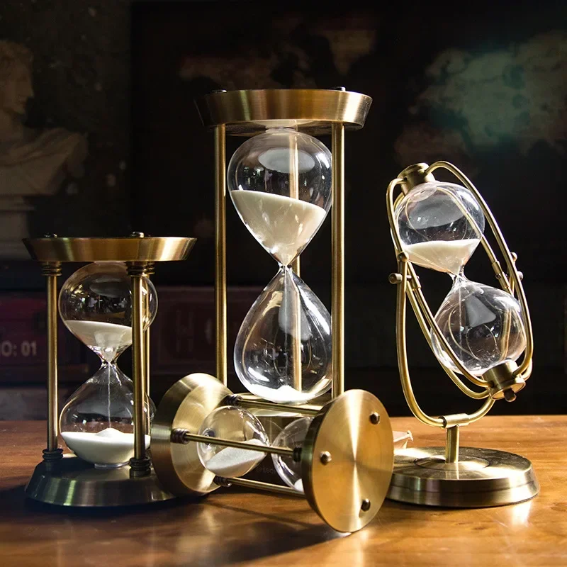Nordic Retro Hour Glass Sand Timer Metal Sand Clock Decor Clocks Wall Home Decor Living Room Tooth Timer Home Interior