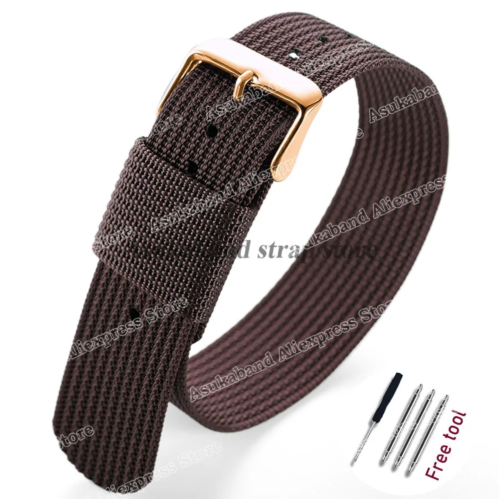 Black and Green Nylon Braided Men's Army Sports Watch Strap - Breathable and Wear-Resistant