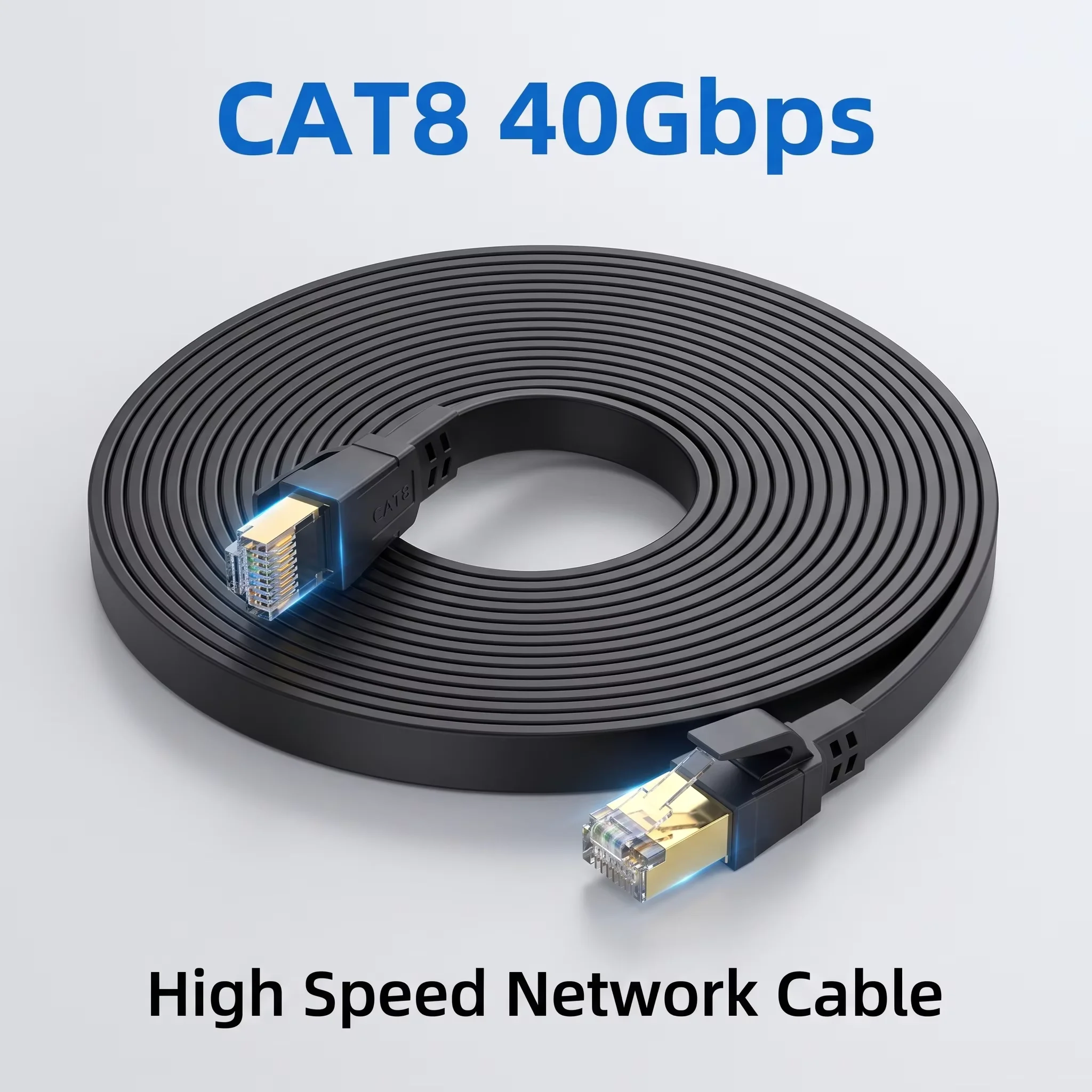 Premium High-Speed Flat Ethernet Cable – Gold-Plated RJ45 for Gaming and Home Office Network Connection
