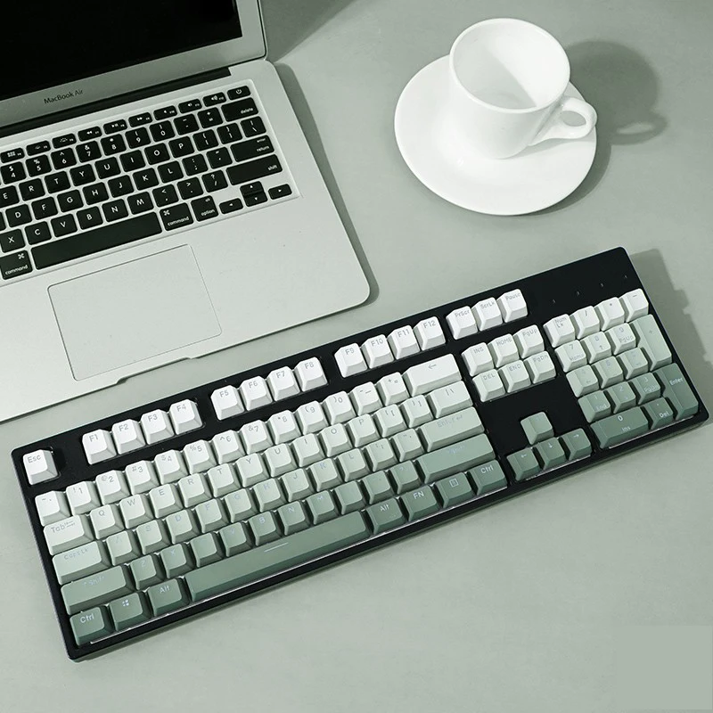 Verde Gradiente Keycaps Perfil Oem Backlit Transparente Seagrass Keycap Pbt Side Print Keycap Algas K61 87 104 Teclado - Imagem 6