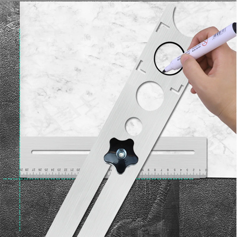 360 Degree Adjustable Universal Tile Marble Glass Ceramic Floor Drilling Hole Tools Hole Opener Locator Position Ruler Puncher Angle Measuring Tool Angle Measuring Ruler Measurement Ruler Angle Ruler