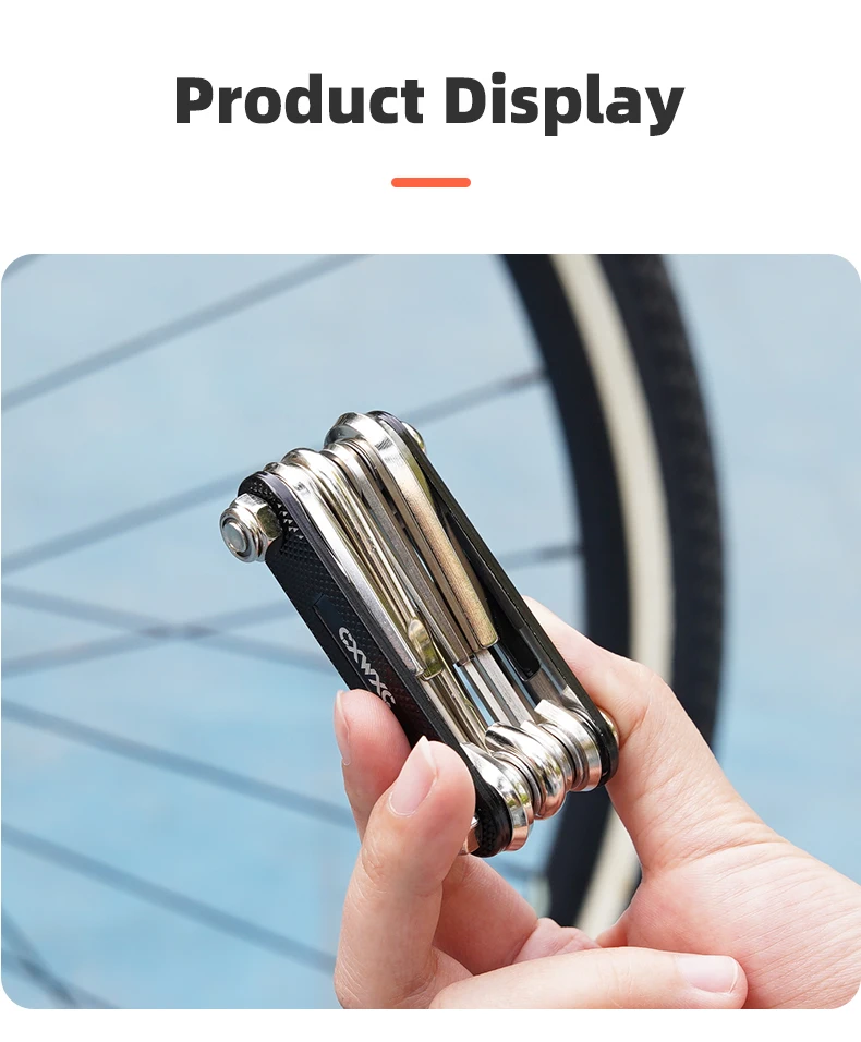 Giyo 12-in-1-Fahrrad-Reparatur-Werkzeug-Set, tragbar, MTB, Fahrrad, Mini, Radfahren, Multitool, Sechskant-Speichenschraubendreher, Reifenheber, Inbusschlüssel – Detail 21