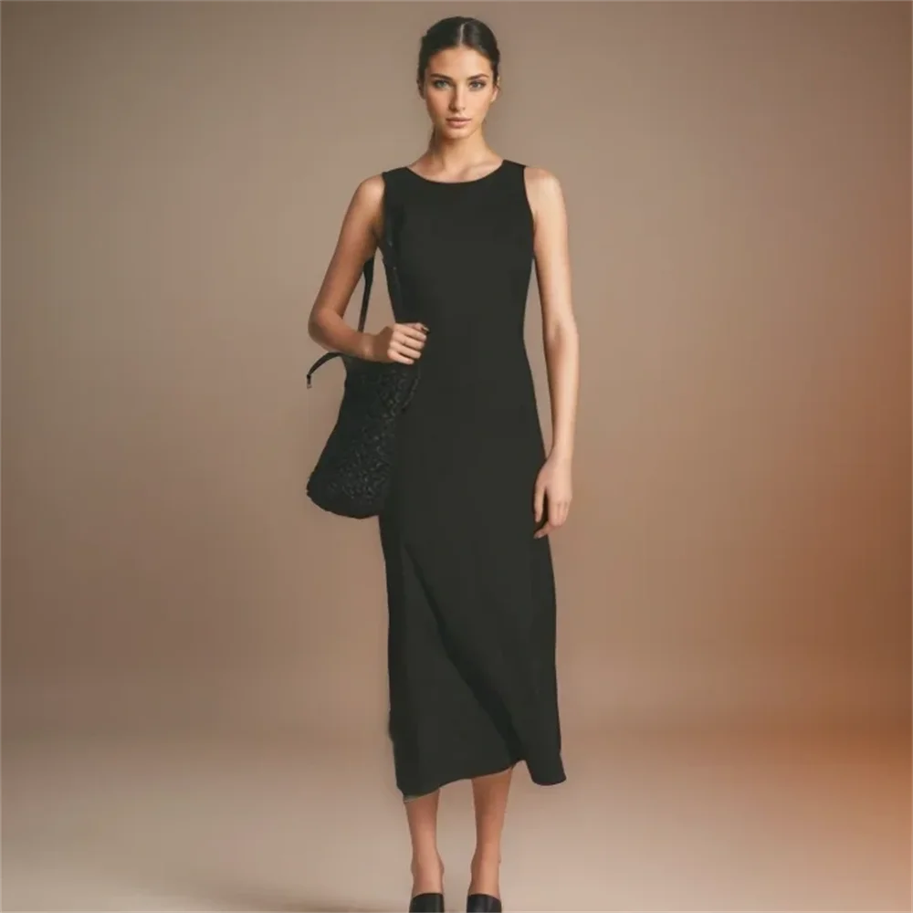 

Cos Lris 2024 Spring/Summer New Women's Wear Elegant and Simple Black Tank Top Dress Sleeveless Long Dress