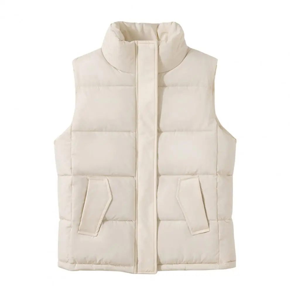 

Women Vest Jacket Women's Sleeveless Warm Vest Jacket with Stand Collar Thickened Waistcoat Elegant Korean Fashion for Autumn