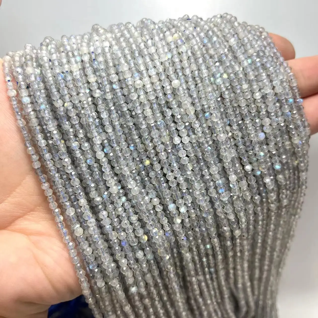 Natural Labradorite 2 3 4MM Faceted Round Stone Beads For Jewelry Making DIY Bracelet Necklace 15'' Wholesale