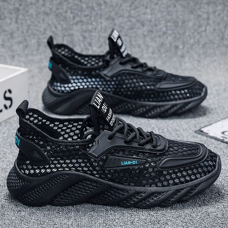 Men's Casual Shoes 2025 Spring Summer Hollow Out Breathable Mesh Shoes Comfortable Platform Lightweight Sneakers Tenis Masculino 2