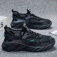 Men's Casual Shoes 2025 Spring Summer Hollow Out Breathable Mesh Shoes Comfortable Platform Lightweight Sneakers Tenis Masculino 2