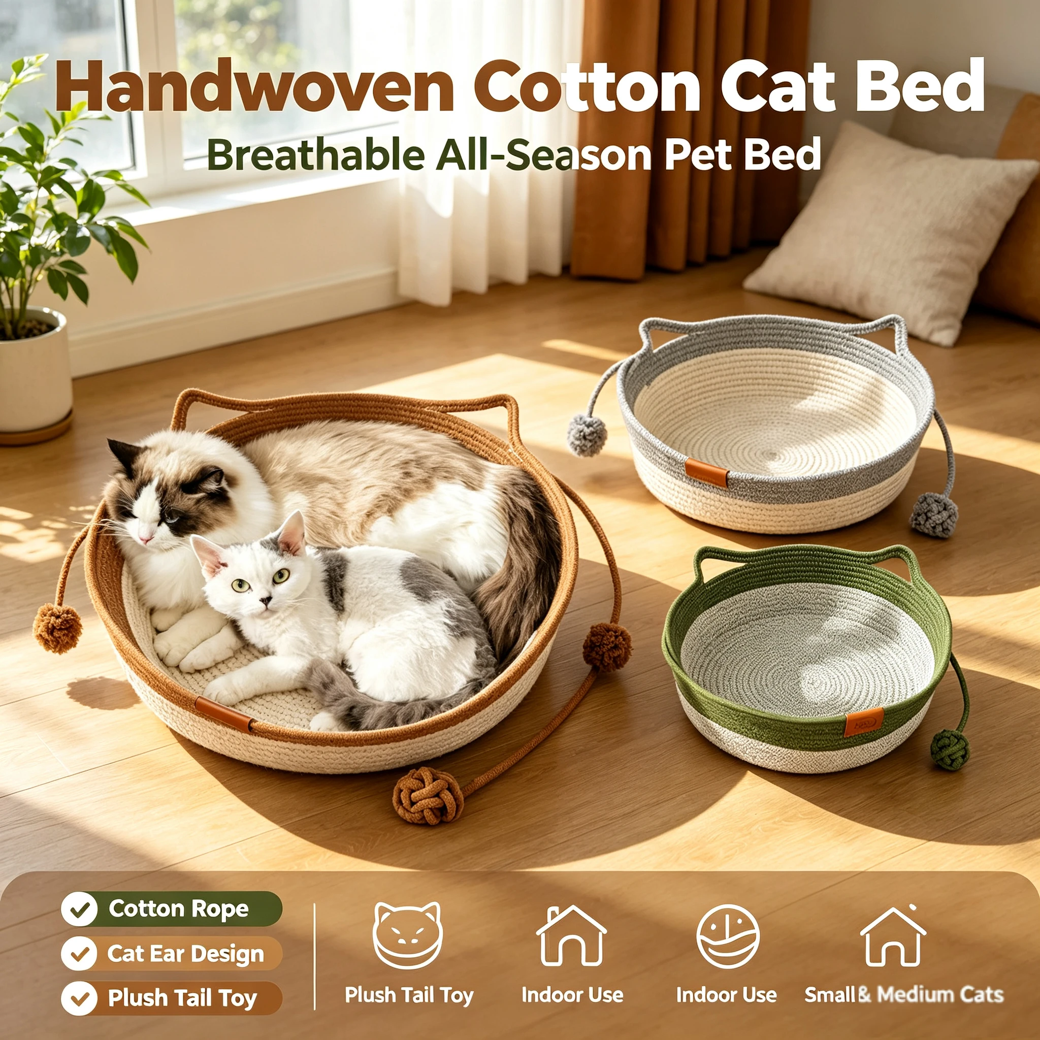 Instinct Interactive Scratchable Pet Nest with Toy Tail & Ear Design