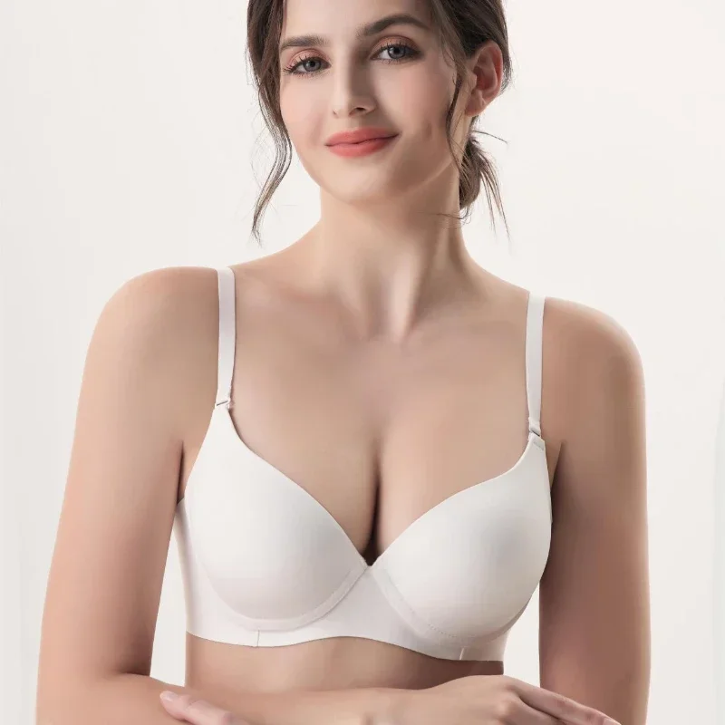 

Large Size Comfort Invisible Underwear Seamless Underwire for Women Smooth Lingerie Bra with Push Up Padding Soft Brassiere