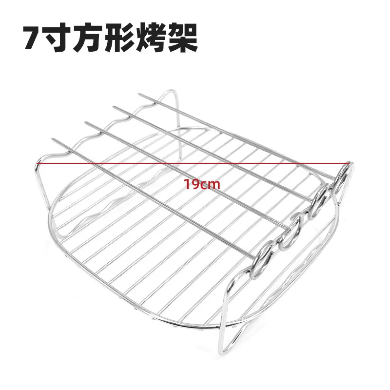 Baking Tray Skewers Air Fryer Stainless Steel Holder BBQ Rack Double Layer Grill Baking Tray Replacement Barbecue Kitchen Tools