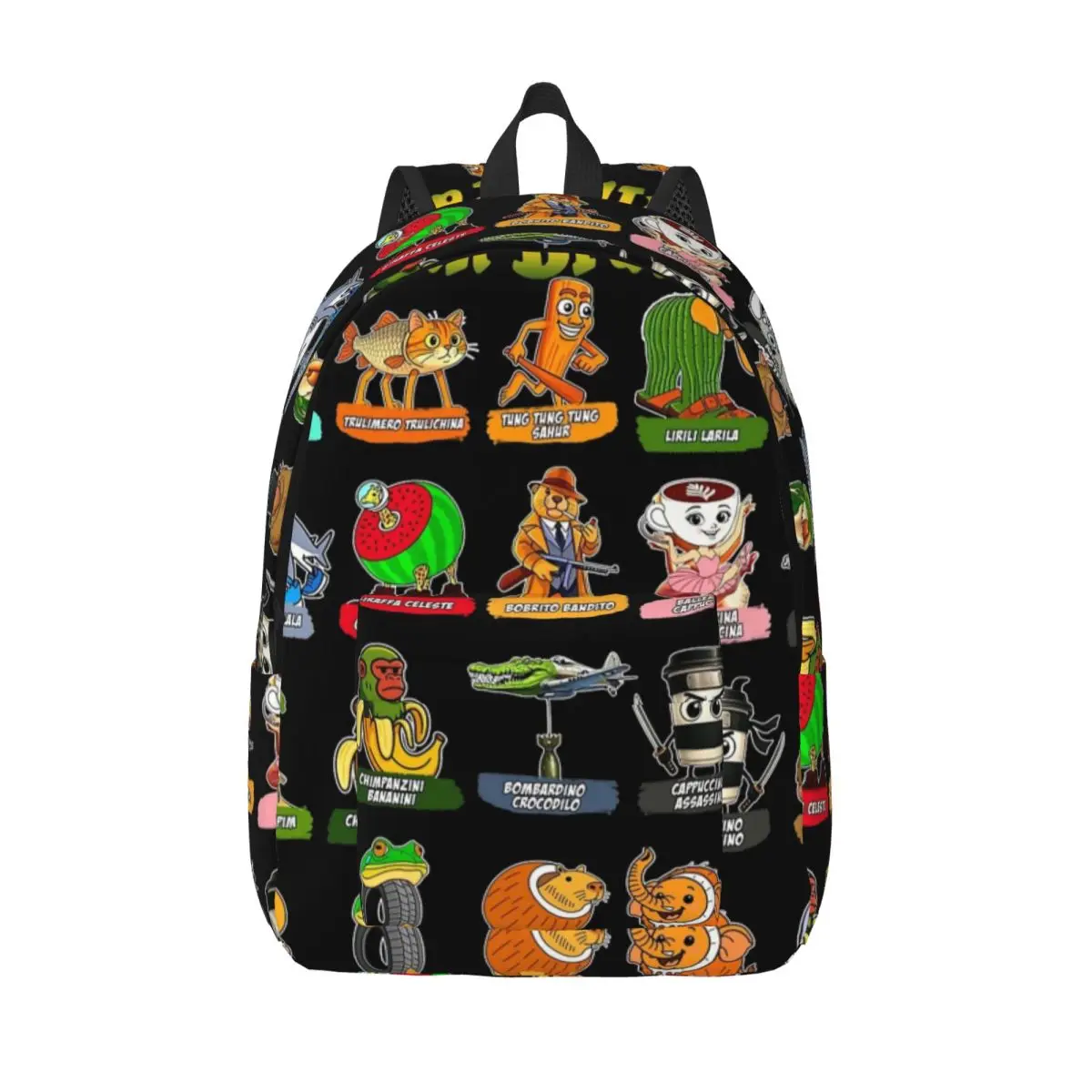 Italian Brainrot Meme Funny Kids Backpack Middle High College School Student Bookbag Teens Canvas Daypack Hiking 1