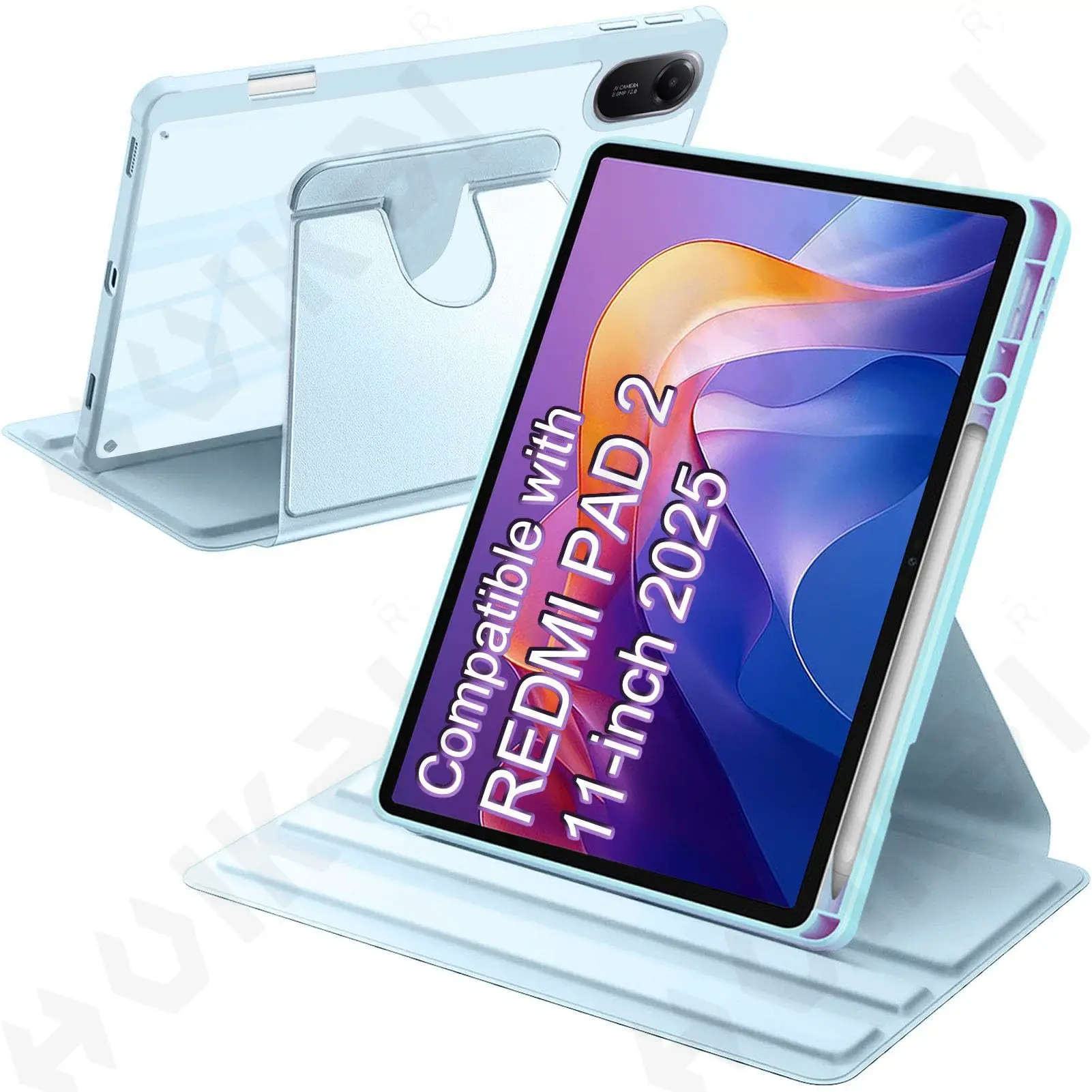 360° Rotating Protective Tablet Case with Pen Holder and Auto Wake/Sleep