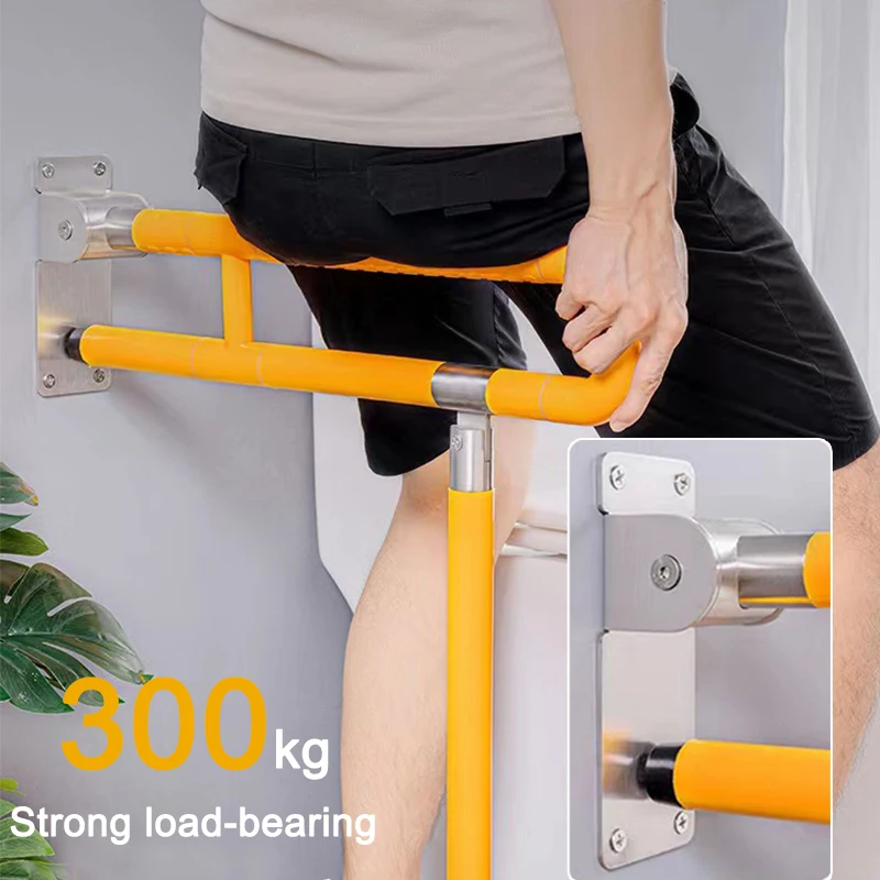 Folding Stainless Steel Toilet Safety Handrail Wall Mounted Luminous Bathroom Handrail For Elderly Disabled Handle