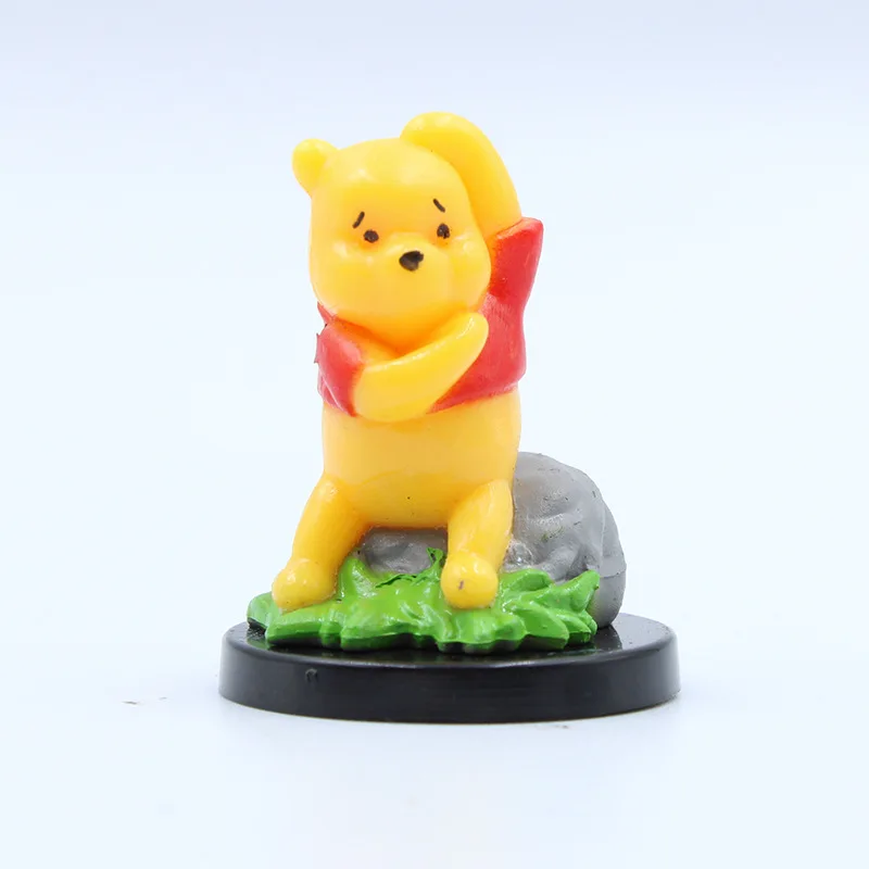 7Pcs Disney Kawaii Winnie the Pooh Model Toy Cake Doll For Children Party Room Ornament Birthday Micro Landscape Decoration