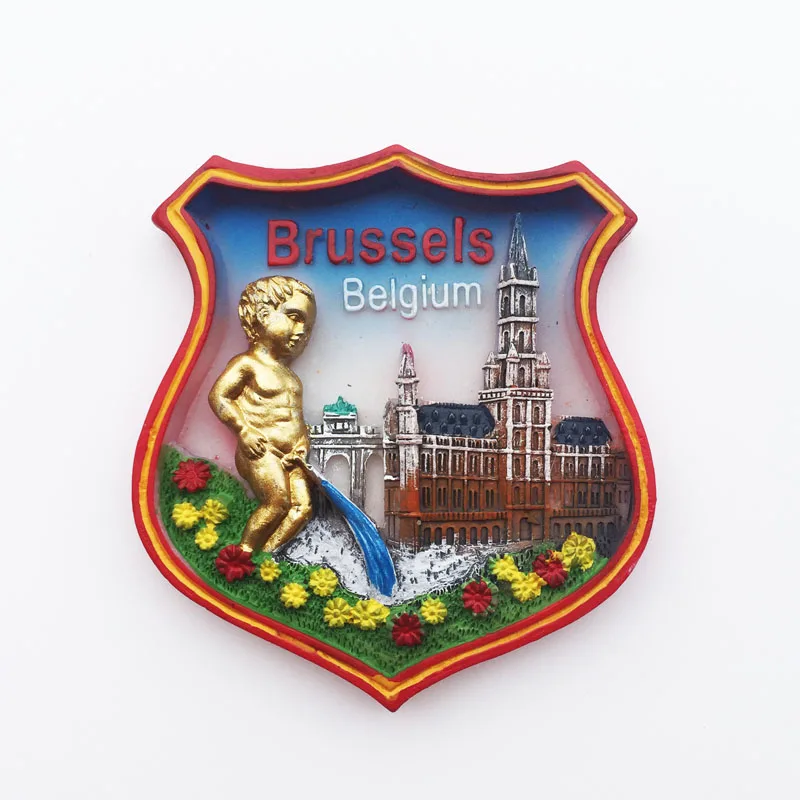 

Fridge magnet personalized Belgian medal design, cultural landscape decoration, message stickers, tourist souvenirs