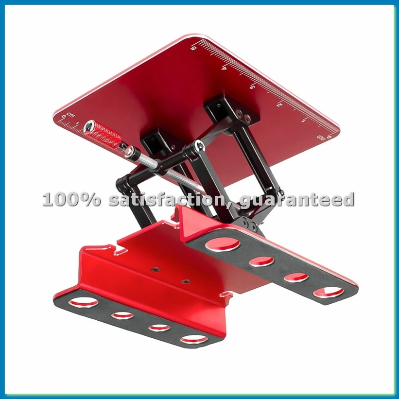 Metal RC Car Repair Work Stand Adjustable Height Assembly Platform for 1/8 1/10 1/14 Scale RC Car Red-ABRM