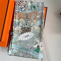 2025Hot French New City Leopard Women's Fashion Versatile Double-layer Printing Long Decorative Twill Scarf Headscarf Scarf Gift