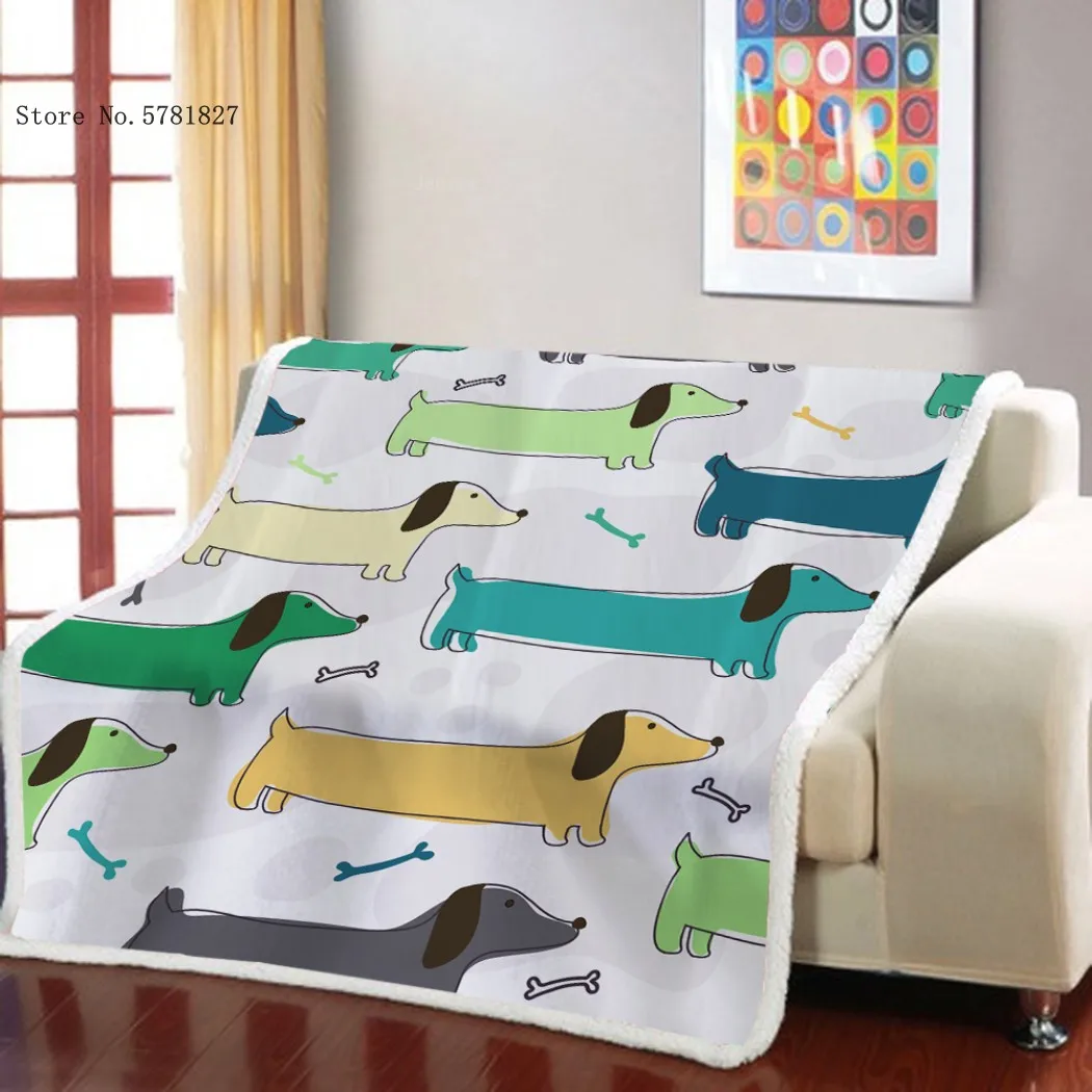 

Dachshund Dog 3D Printed Sherpa Blanket Dachshund Weighted Blanket Animal Cartoon Blanket for Bedroom Decor
