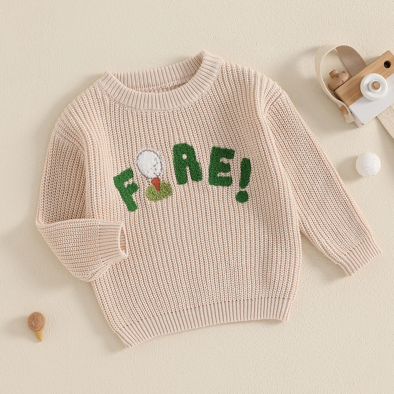 Winter Fall New Baby Knitted Sweater for Girl Boy Fashion Golf Letter Embroidery Long Sleeve Crew Neck Toddler Knitwear Pullover