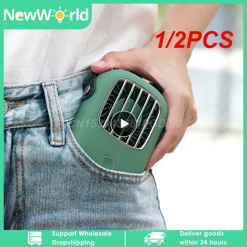 

1/2PCS Mini Portable Hanging Neck USB Fan Mute Handheld Desktop Fan with 3 Gears Adjustable Air Cooling Ventilador