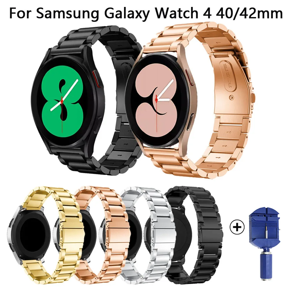 

Ремешок 20 мм для Samsung Galaxy Watch 4 40 44 мм classic 42 46 мм, металлический быстросъемный браслет из нержавеющей стали для Galaxy Watch 42 мм