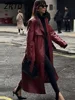 Women’s Burgundy Leather Overcoat | Winter Long Coat