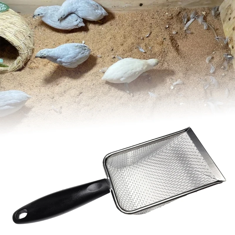 Reptile Sand Scooper Stainless Steel Fine Mesh Reptile Substrate Scoop Terrarium Substrate Litter Cleaner Sand