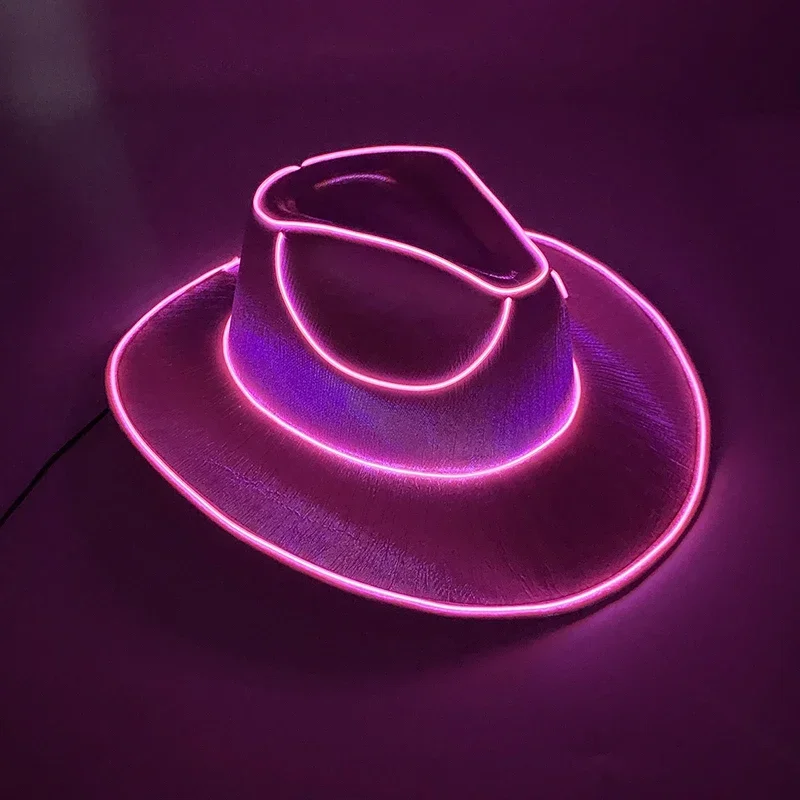Description Picture 2 of itemHalloween Rave Glowing Light Up Bar Mexican Hat LED Luminous Cowboy Cap Bachelor Party Props Neon Hat Festival Supplies