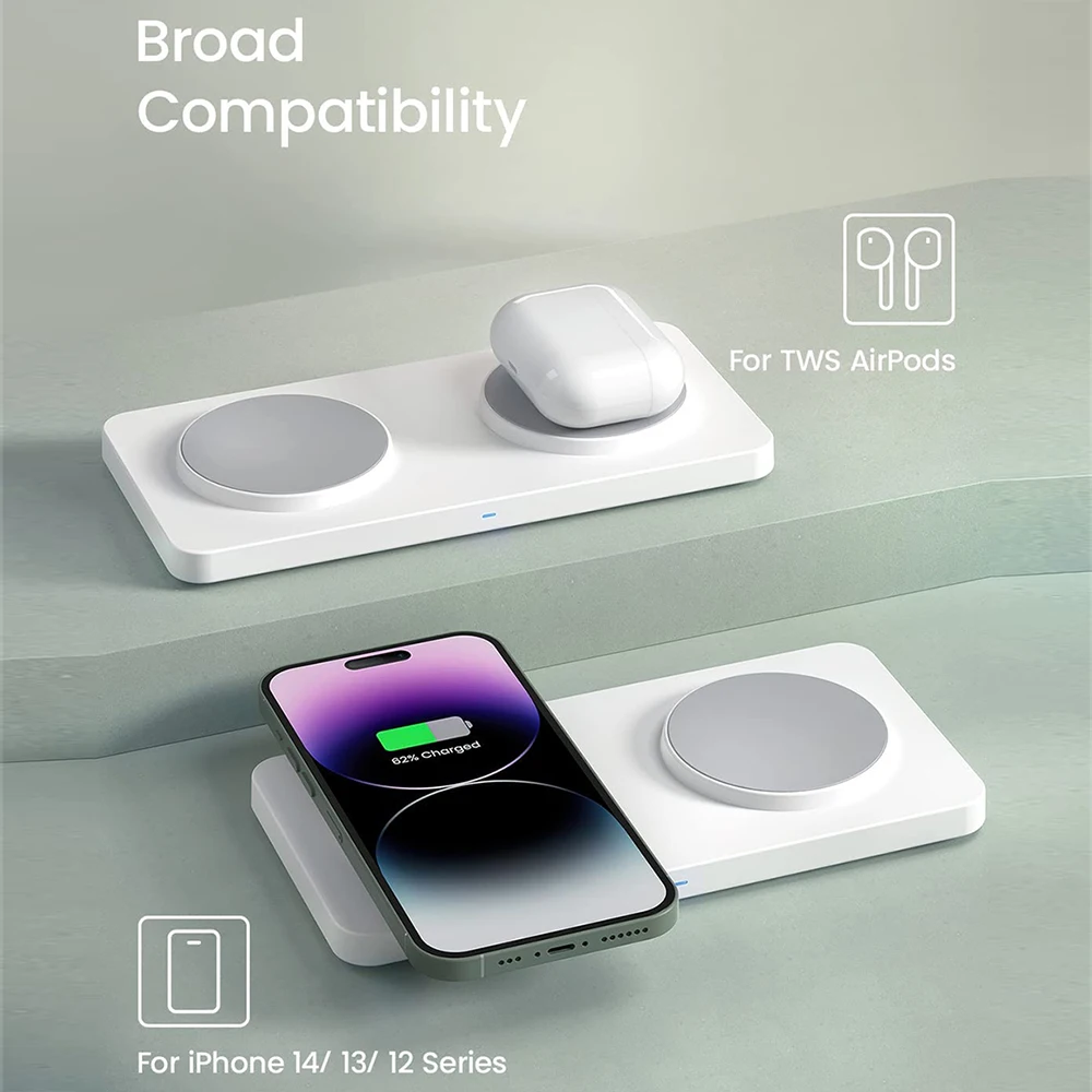Bonola Dual Magnetic Wireless Charger 2 in 1 Stand for iPhone 15pro/14 Wireless Chargers Pad for iPhone 13/12 11Pro Max