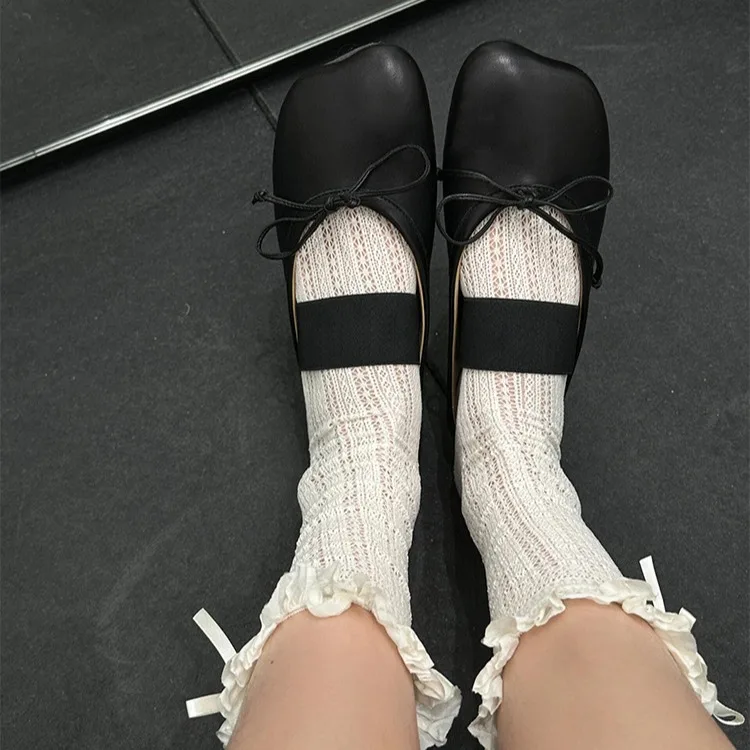 Korean Version of Niche Baotou Half Slippers for Women, Summer Flat Bottom Bow, Muller Sandals for Women, French Half Slippers