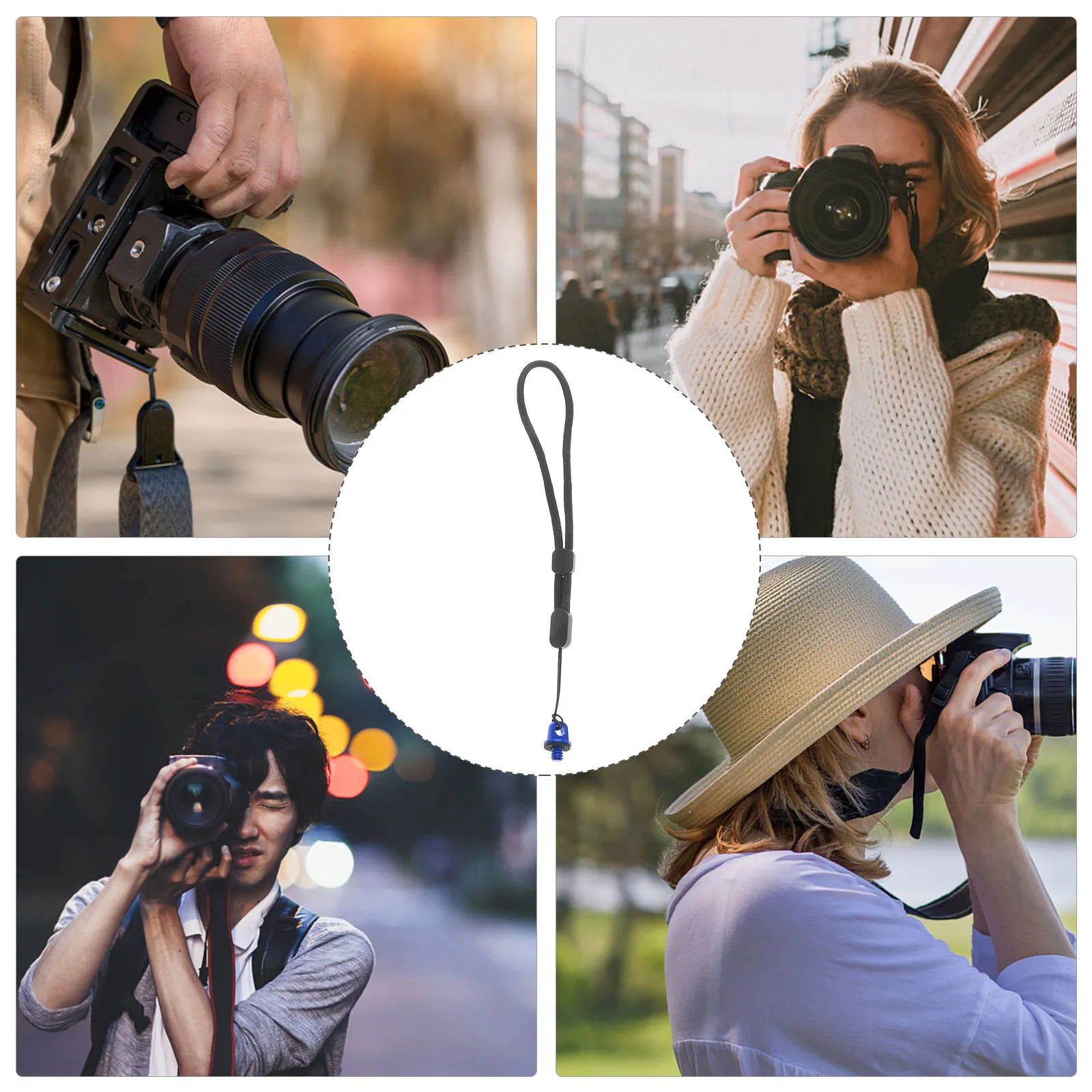 1세트 카메라 스크류 스트랩(금속 마운트 포함) DSLR 액션 카메라 손목 끈 야외 모험 여행 보안 고정 액세서리
