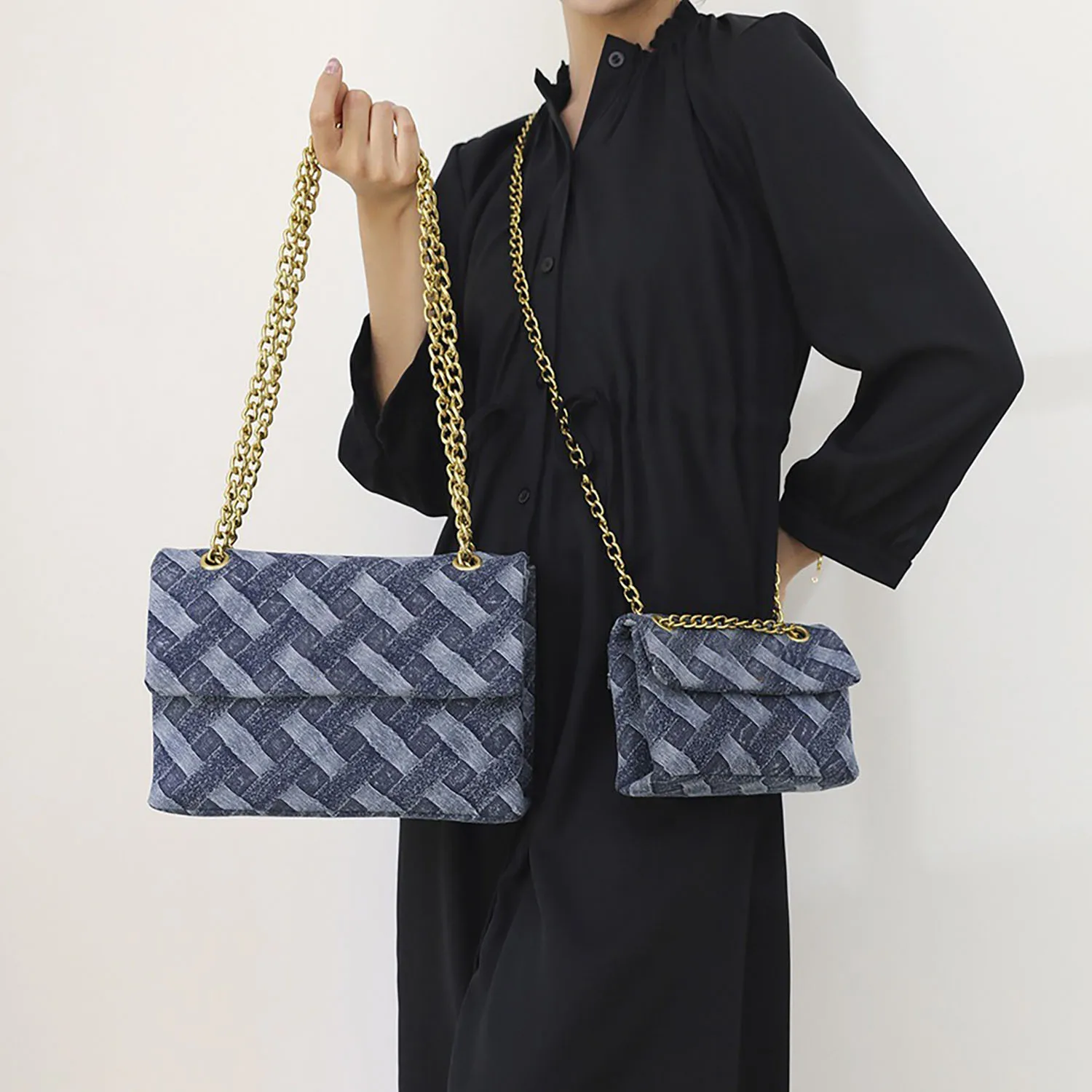 Women's K-G Shoulder Bag For High Quality Braided Denim Chain Crossbody Bag Designer Luxury Handbag Brand Ladies