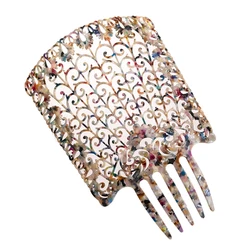 Colorful Vintage Acetate Hair Combs - Tortoiseshell Flamenco Hair Accessories (Flower brown)