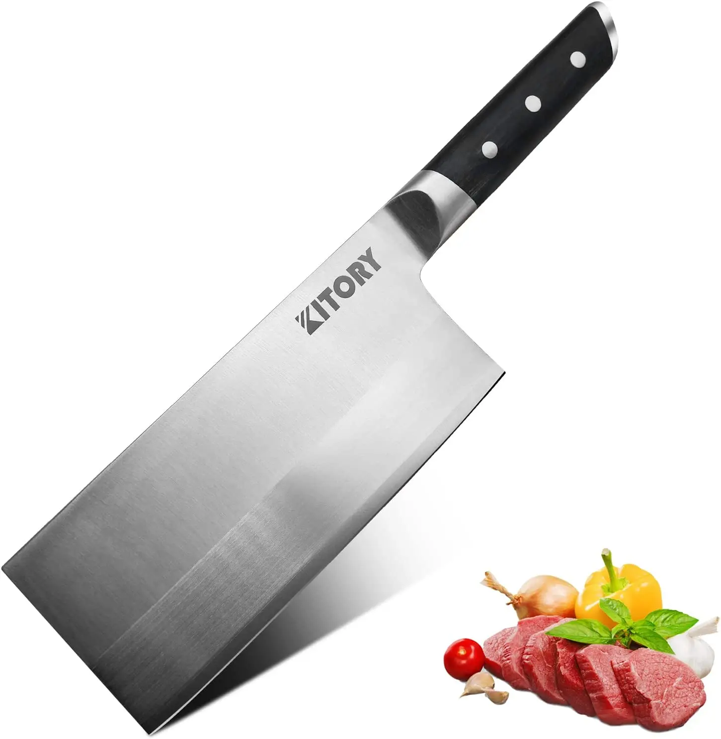 Kitory Cleaver Knife Chinese Chef Knife 7 Inch German High Carbon Steel