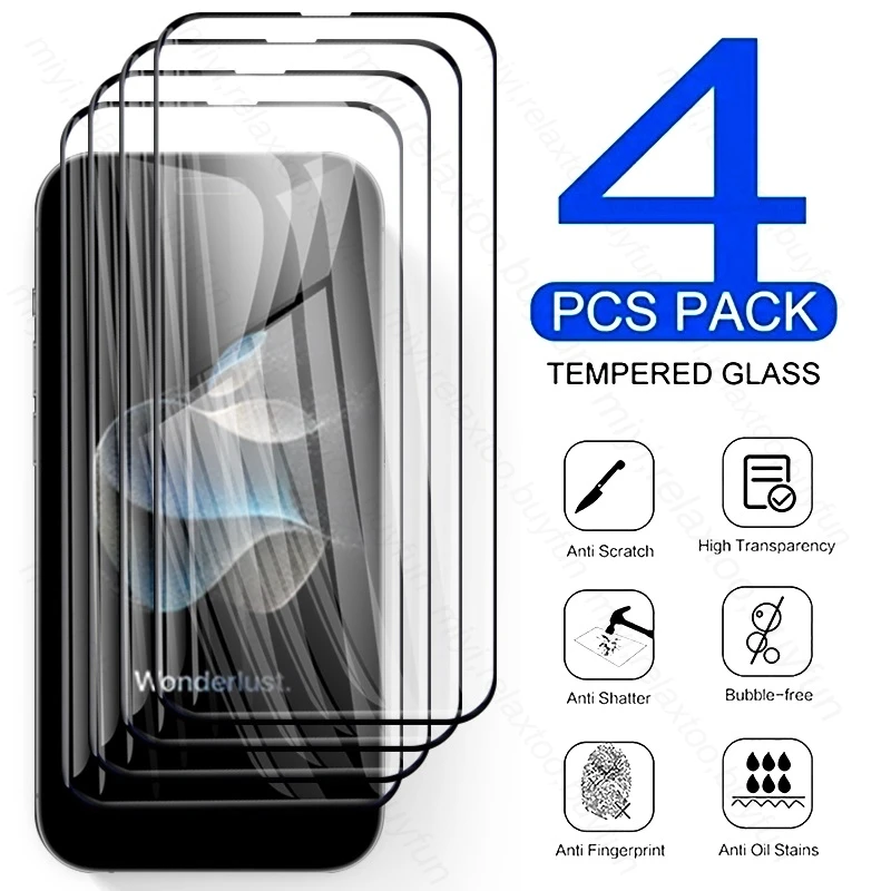 

Для Iphone 15 Pro Max стекло 4 шт. полное покрытие закаленное стекло Защита для экрана Iphone15 ProMax Iphoen Ipone 15 Plus i пленка для телефона HD
